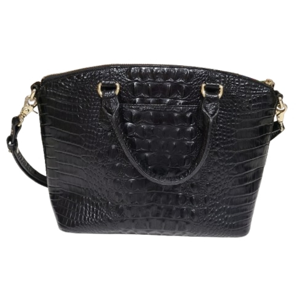 Brahmin Melbourne Duxbury Collection Satchel Bag Medium Black Croc-Embossed - Picture 11 of 16